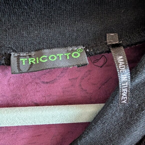 Tricotto Patchwork Paisley Dress Black Purple Mesh Detail Small Art to wear Y2K - Picture 4 of 13